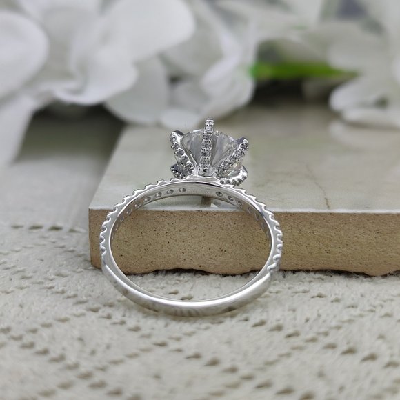 3Ct Moissanite Ring 6 Prong Solitaire Ring - Picture 3 of 4